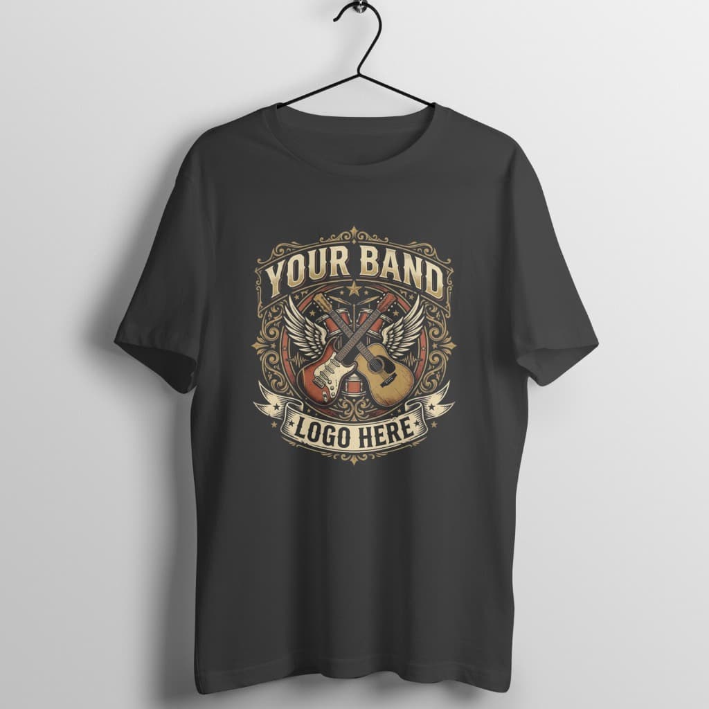 Black Custom Band Logo T-Shirt Mockup