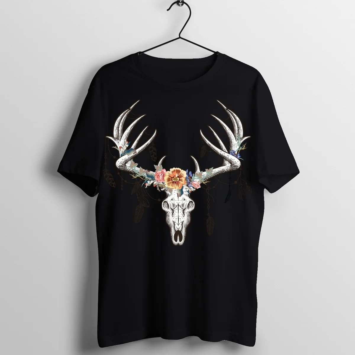 Wilderness Deer Antler Tattoo Graphic T-Shirt - Front Mockup