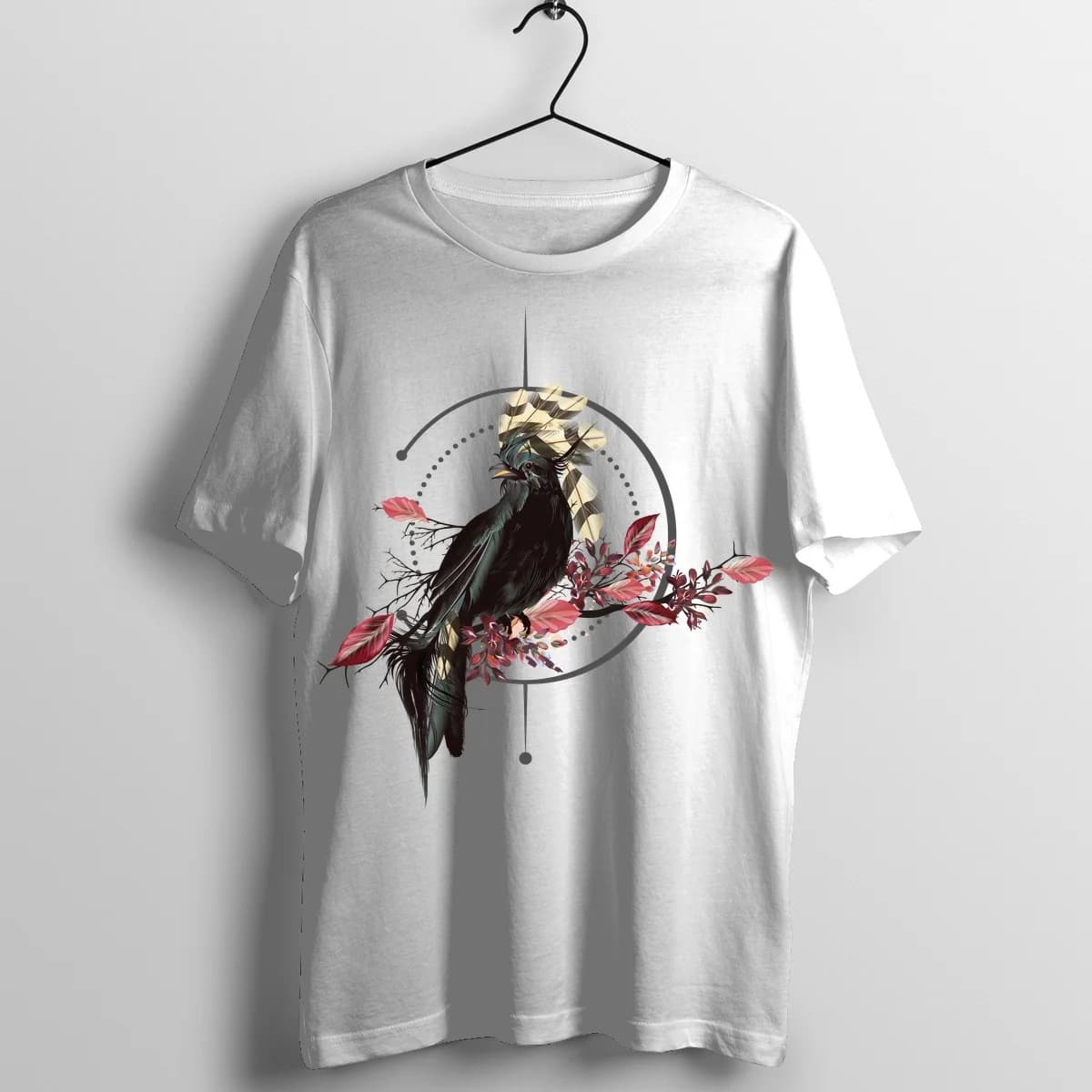 Vintage Traditional Raven Crow Tattoo Graphic T-Shirt - Front Mockup