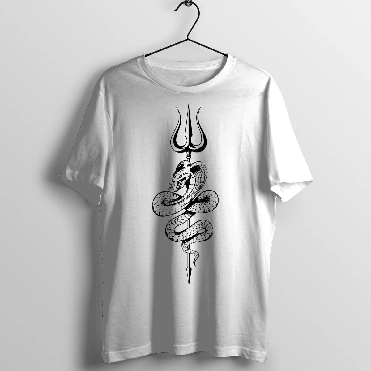 Mythic Serpent Snake On Trident Tattoo Graphic T-Shirt - Front Mockup