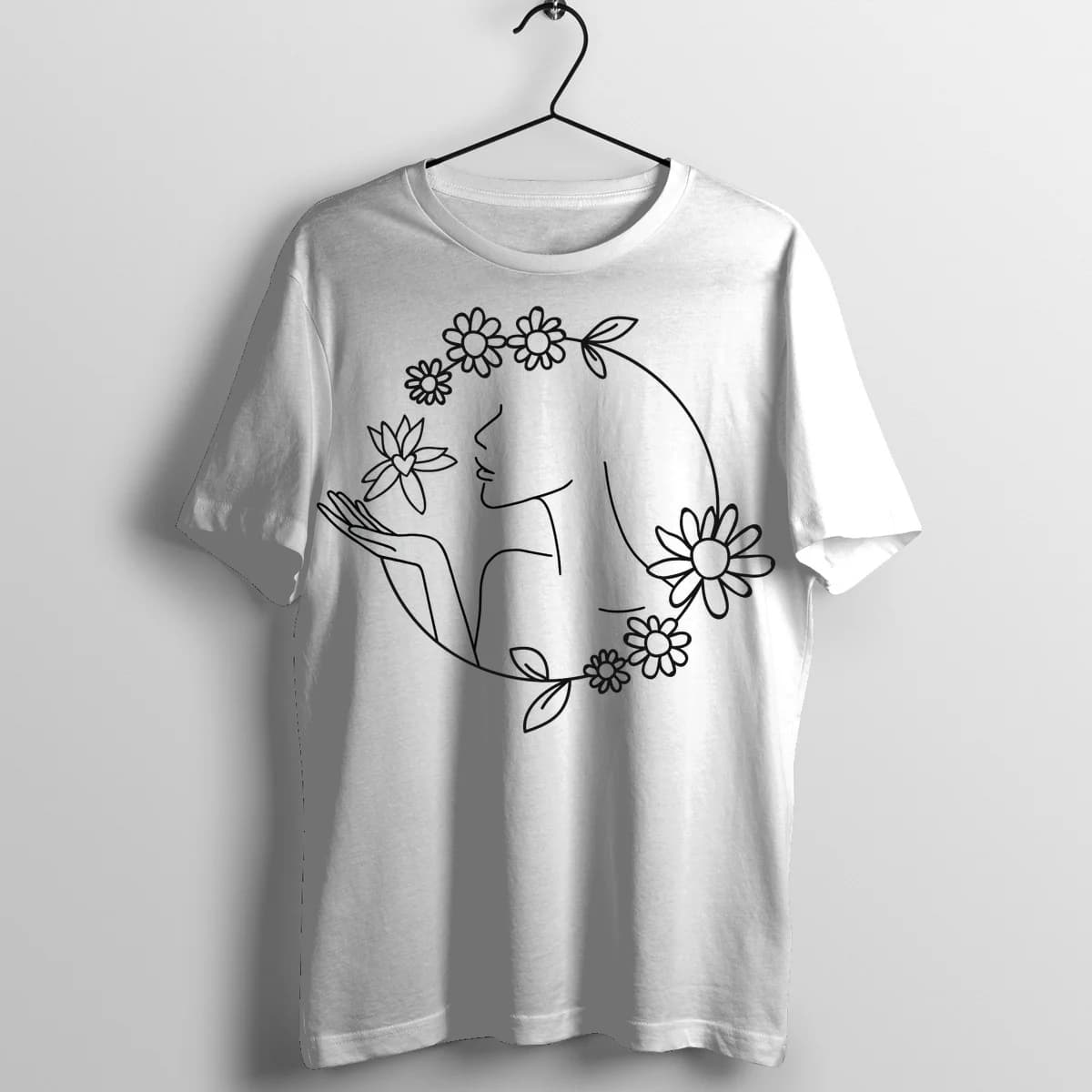 Classic Neo-Traditional Lady Portrait Tattoo Graphic T-Shirt - Front Mockup