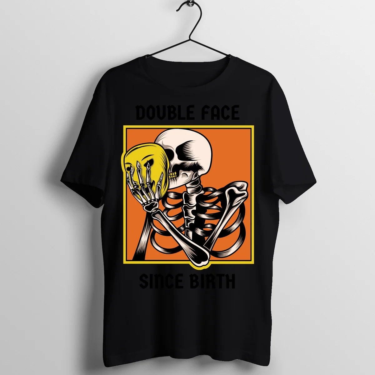 Dual Persona Double Face Tattoo Graphic T-Shirt - Front Mockup