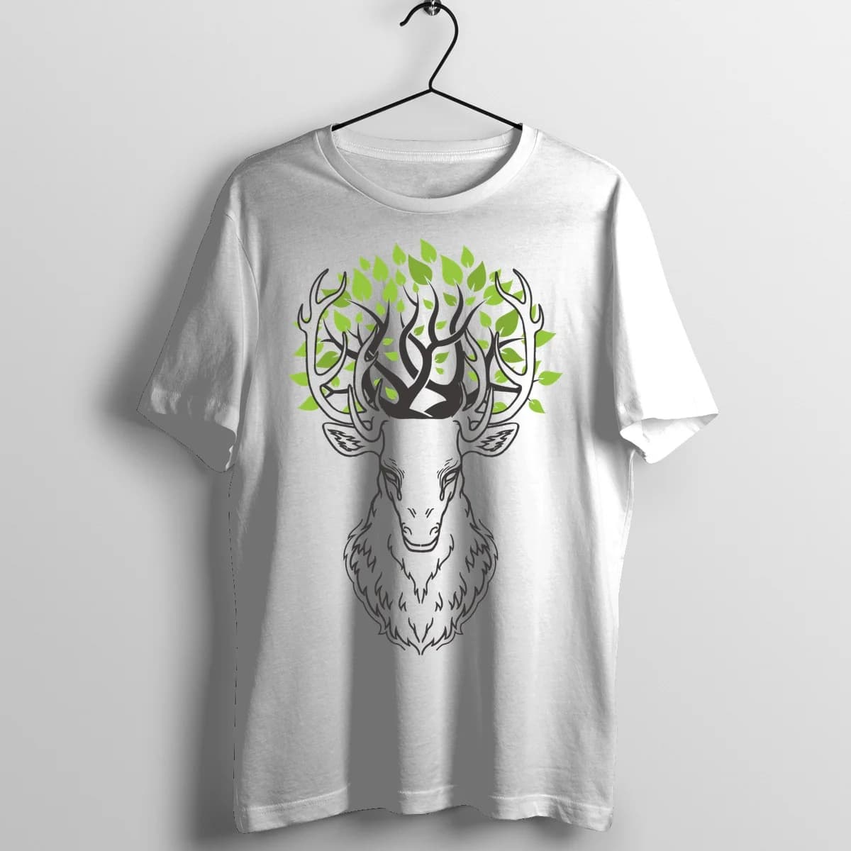 Geometric Forest Stag Deer Tattoo Graphic T-Shirt - Front Mockup